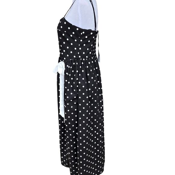 NWT Klesis Polka Dot Front Bow Detailed A-line Midi Dress Sundress Sz M - Picture 5 of 14